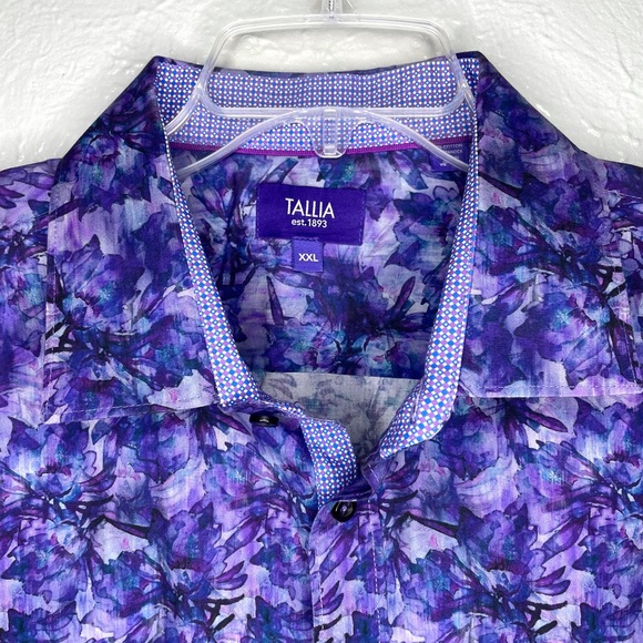TALLIA Men’s Indigo Floral Print Button Down - Picture 2 of 5